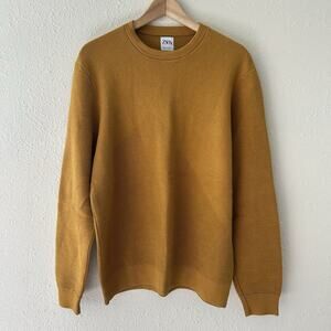ZARA Mustard Yellow Textured Knit Pullover Sweatshirt Men's Medium